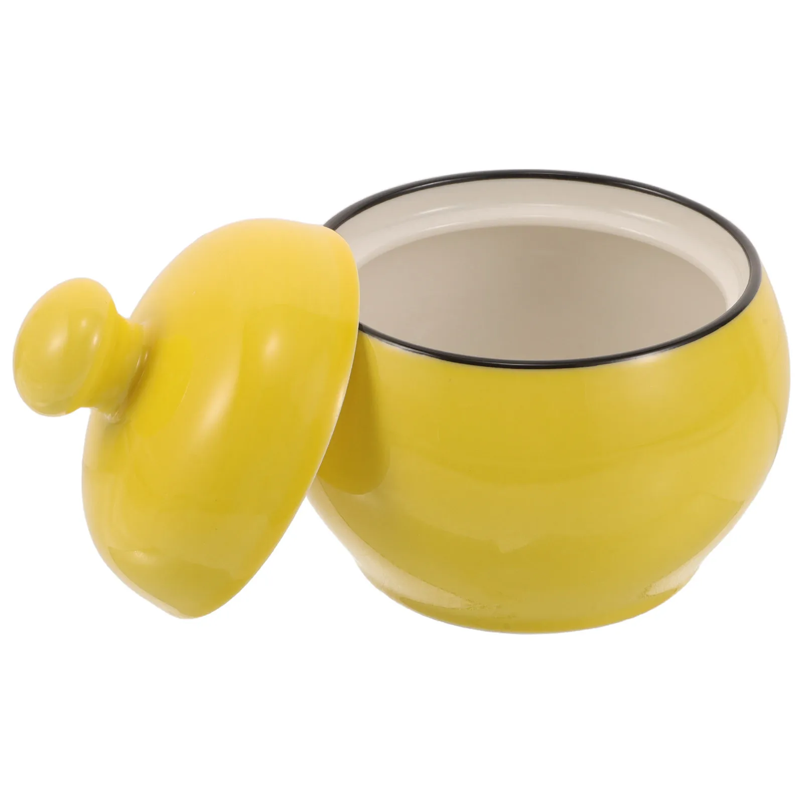 Ceramic Sugar Jar Drum-Shaped Vintage Candy Container 350Ml Kitchen Salt Spice Storage Pot Wide Mouth Glazed Lid Easy Opening
