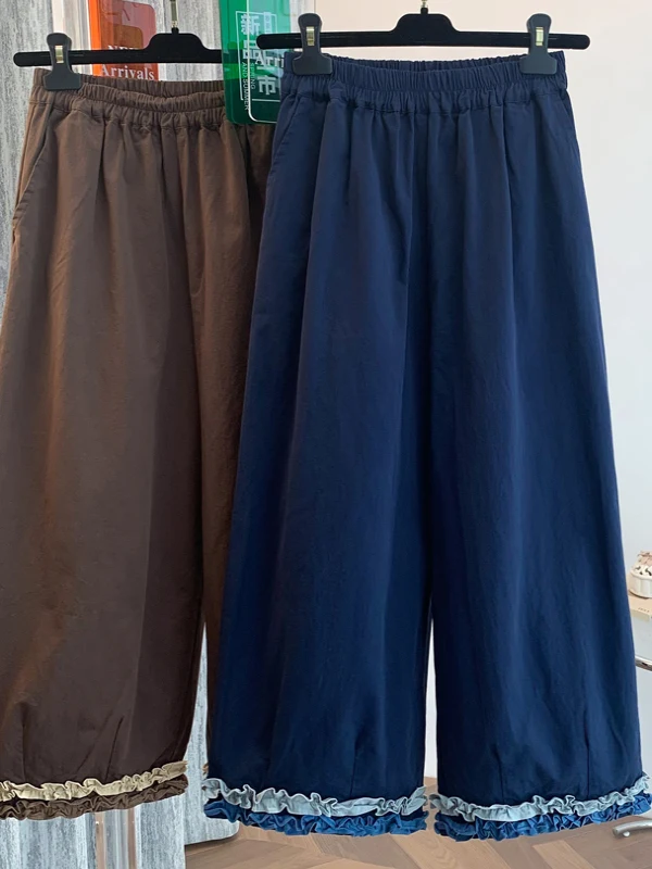 فضفاض بنطال ذو قصة أرجل واسعة المرأة عالية الخصر مستقيم قطع تسع نقاط الربط Faion الصيف جديد الكورية Sle بنطلون #3