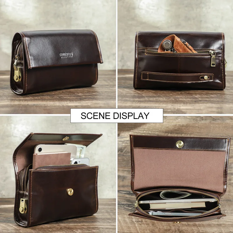 New Korean Version Head Layer Cowhide Password Lock Storage Business Leisure Fashion Men's Genuine Leather Hand Grab Bag Wallets
