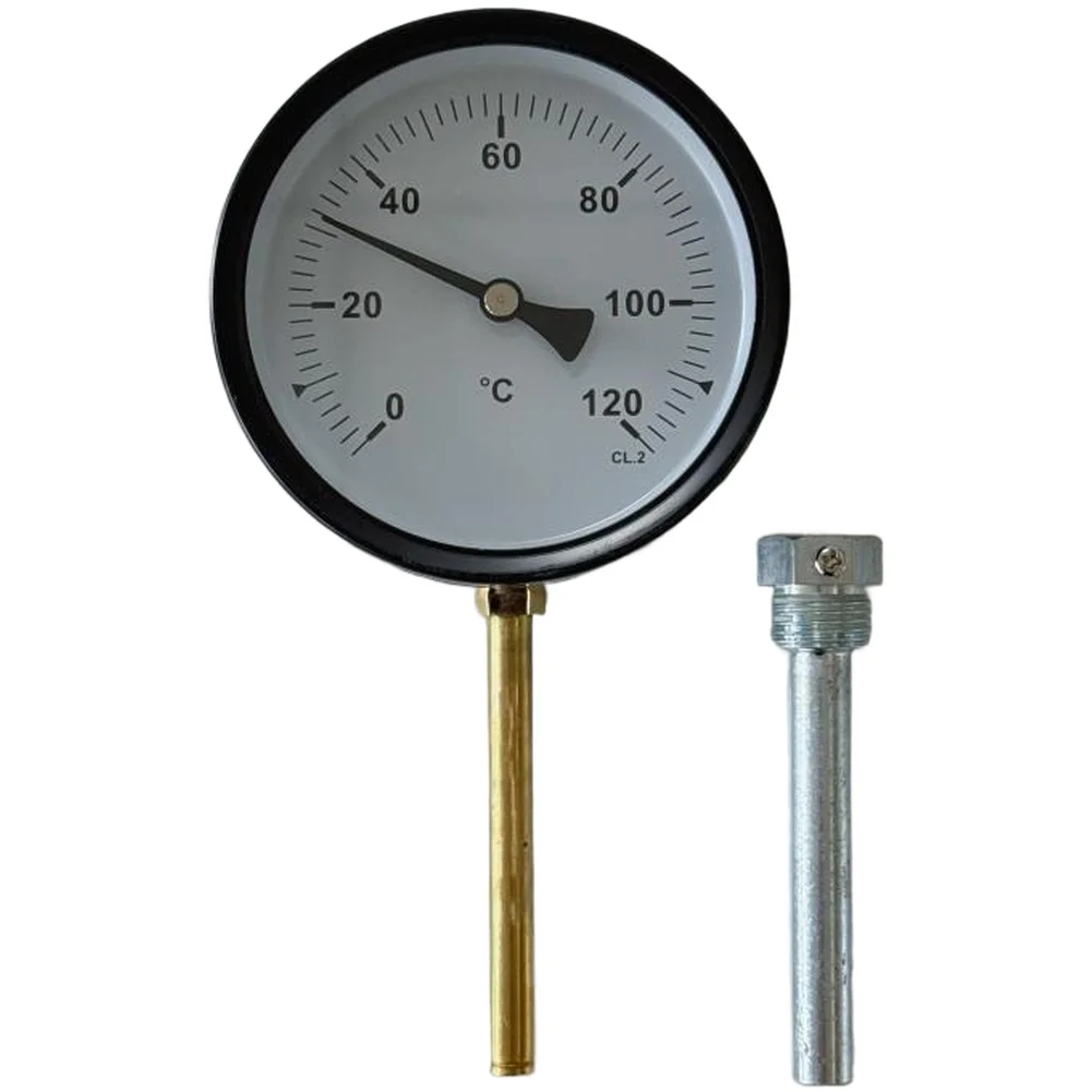 

Bimetallic Thermometer With 100mm Dial and Brass Sleeve for Immersion Temperature Measurement in Heating and Cooking