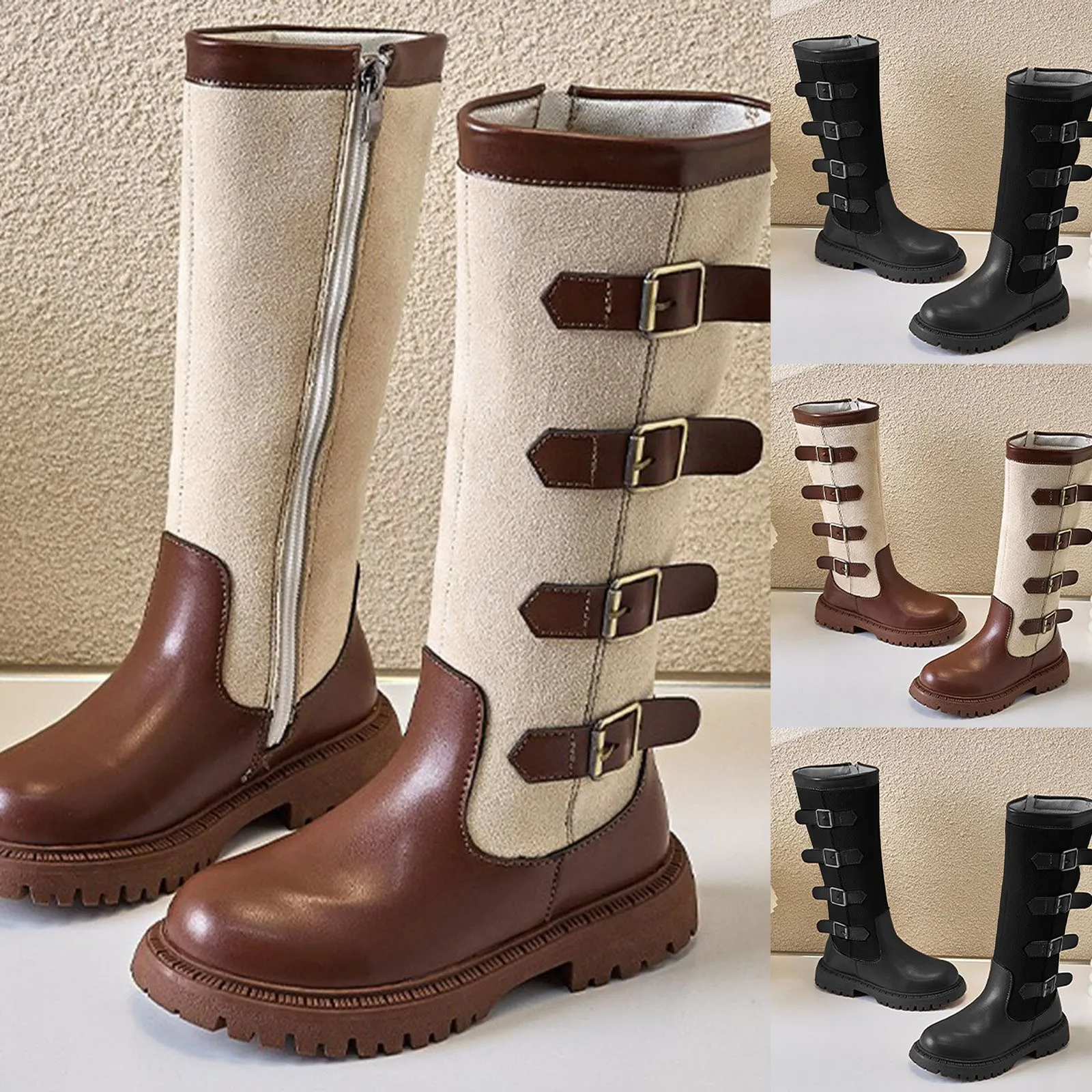 

Kid Cowboy Boots And Winter Girls Plus Velvet Fashion Boots British Children's High Boots Cowboy Boots for Girls Size 3