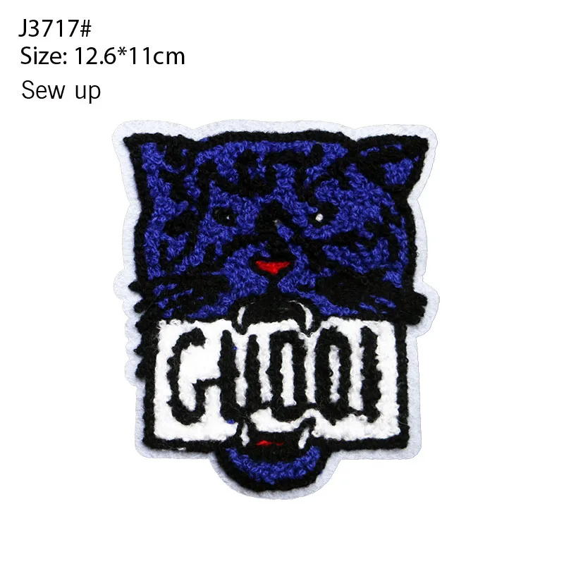 Fashion Cute Embroidery Chenille Irregular Pattern Color English Cat Badge Stripe DIY Down Jacket Backpack T-shirt Clothing Cap