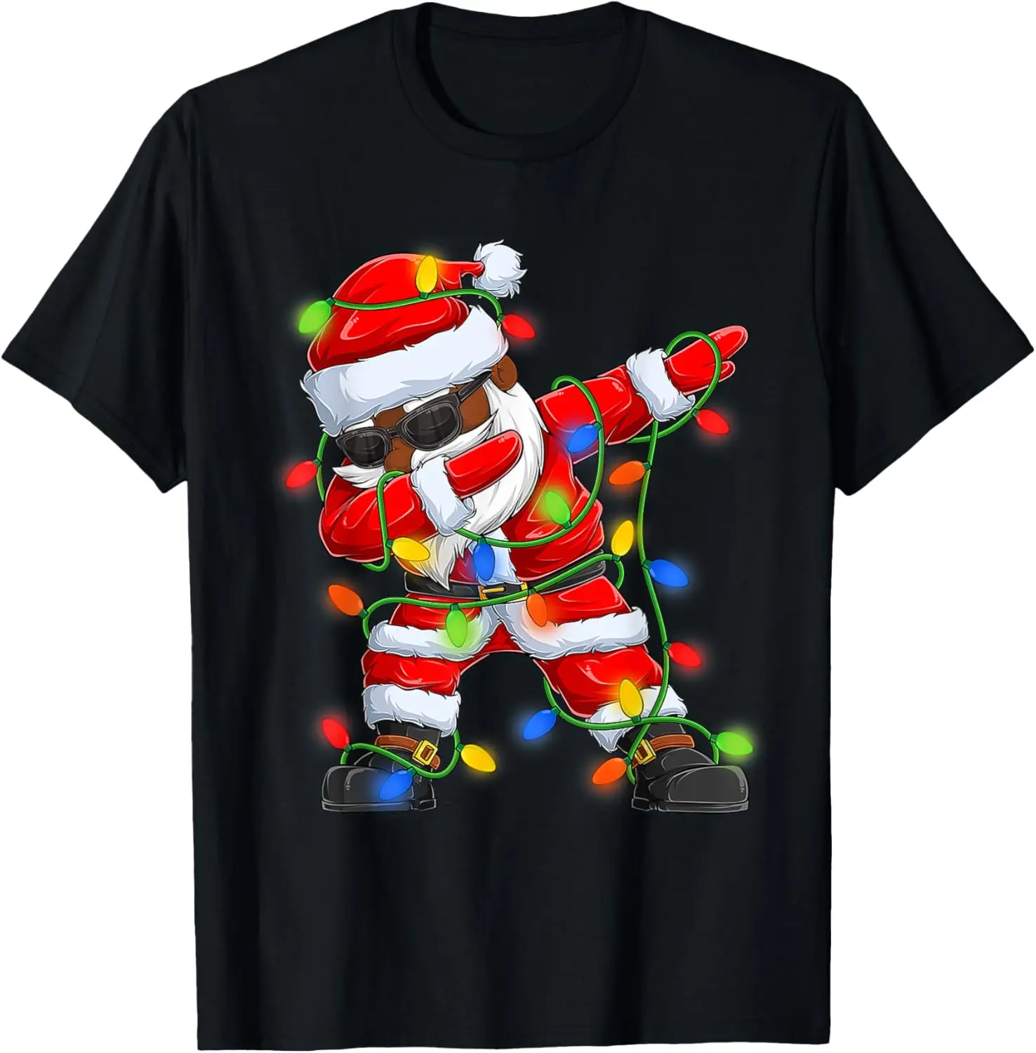 

Черная футболка Dabbing Santa для мальчиков и мужчин в афроамериканском стиле, Рождество 2024, футболка