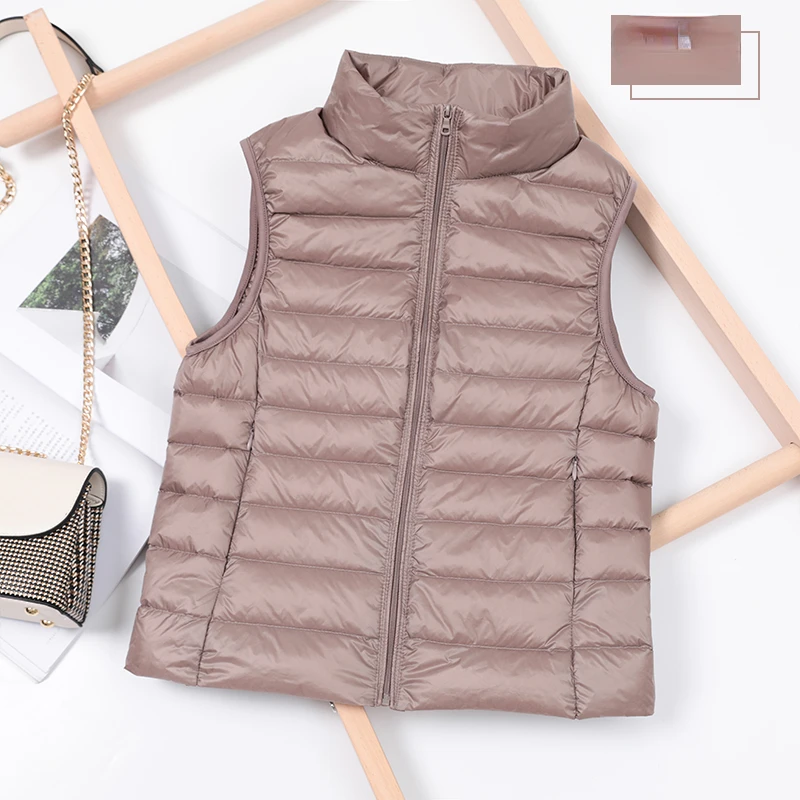 Ultra-light Women's Winter Down Jacket Sleeveless White Duck Feather Warm Waistcoat Down Vest Outerwear Coats for Woman Packable