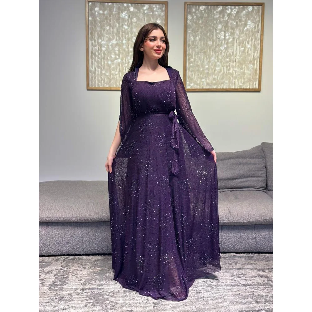 

Customized Square Neck Long Evening Dresses Elegant Formal Occasion Prom Gowns Beading 2025 Floor Length Prom Dresses