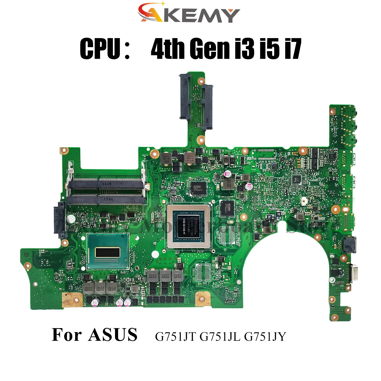 

G751JL Laptop Motherboard For ASUS ROG G751JL G751JY G751JT G751J Notebook Mainboard With i3 i5 i7 CPU 100% tests OK fast ship