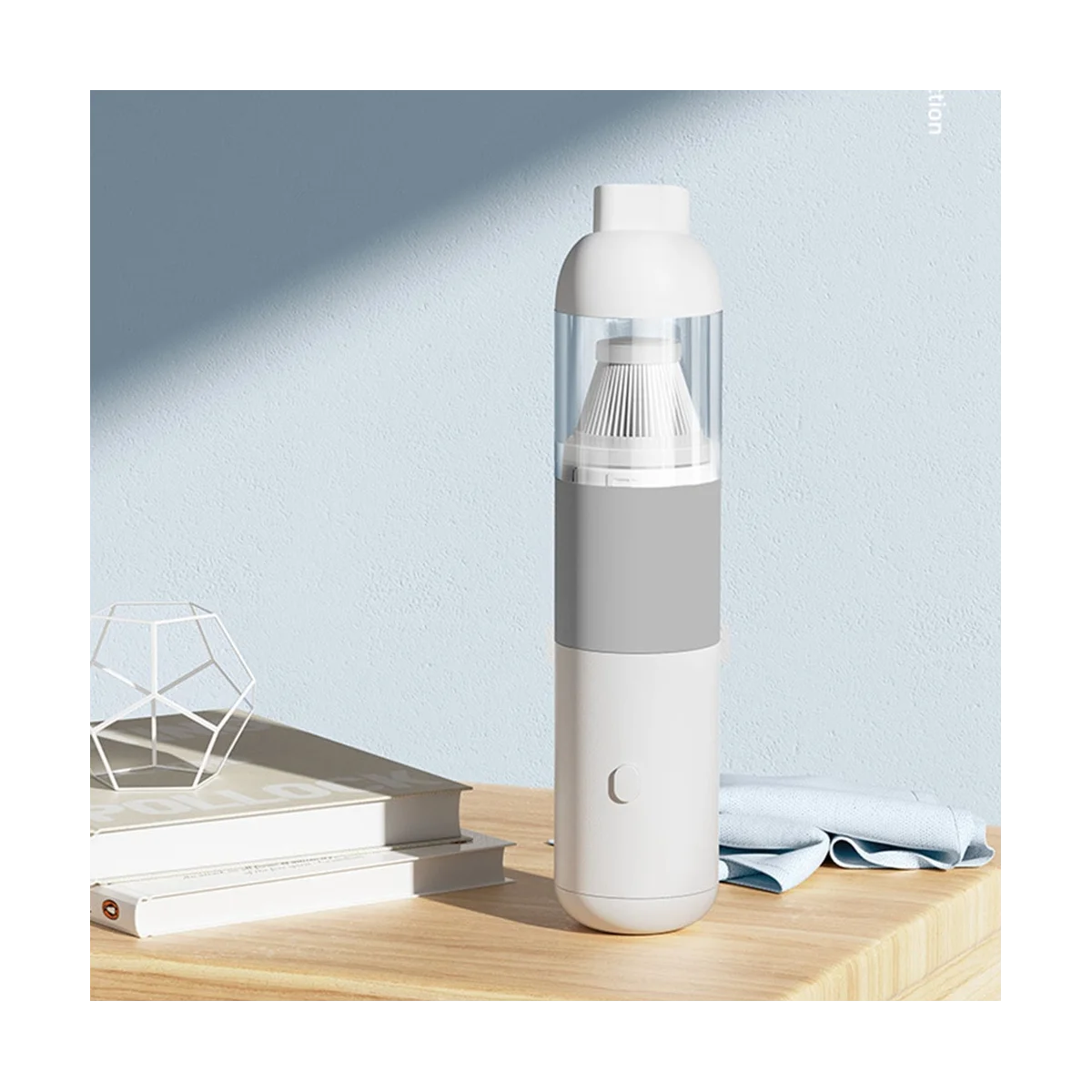 Recarregável aspirador portátil, Dual Wireless Dust Catcher para carro e casa, branco