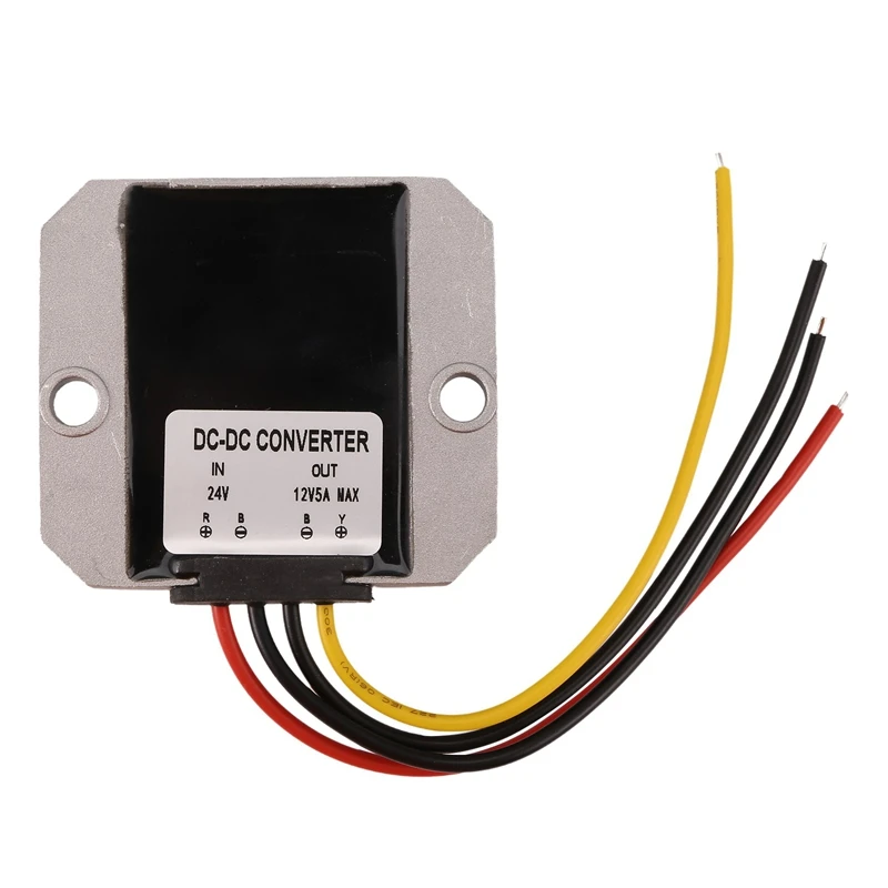 Convertidor ABDE-DC de 24V a 12V, convertidor reductor de voltaje 5A 60W, transformador reductor resistente al agua con carcasa de aluminio