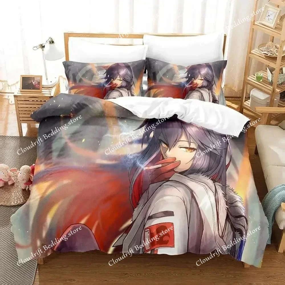 Kawaii Anime Arknights Bedding Set Single Twin Full Queen King Size Bed Set Aldult Kid Bedroom Duvetcover Sets 3D Bed Sheet Set0