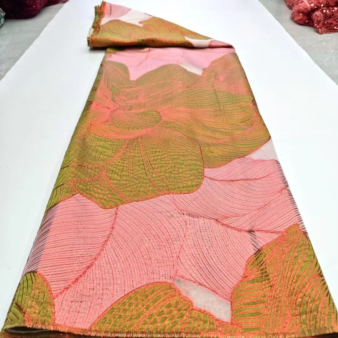 

African Brocade Lace Fabric High Quality Nigerian Jacquard Lace Fabric African Lace Fabric for Women Wedding Dresses HD6360