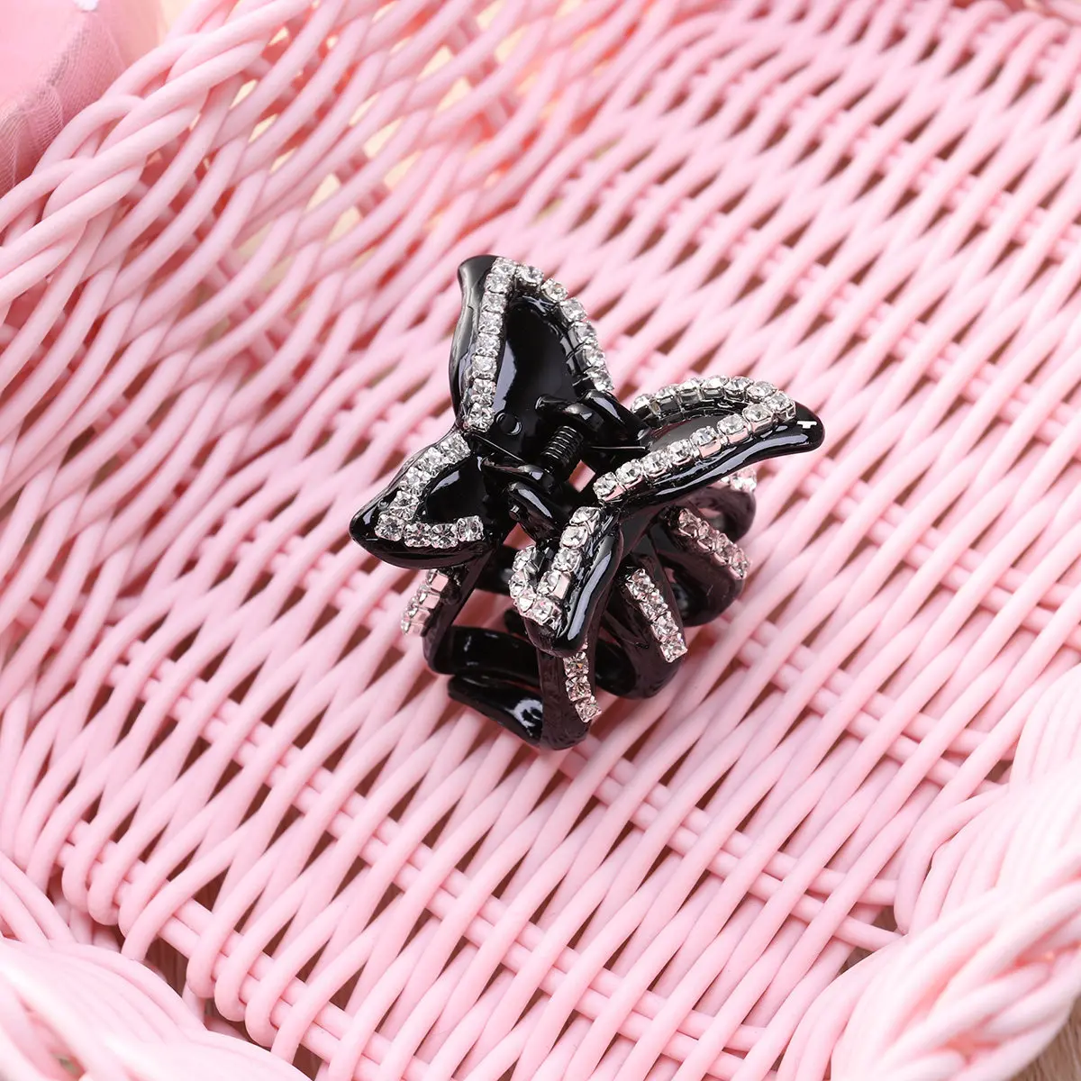 1Pcs Elegant Rhinestone Bow Hair Clip Barrette for Women Girls Strong Daily Office Party Shower Gift Crystal Hairpin