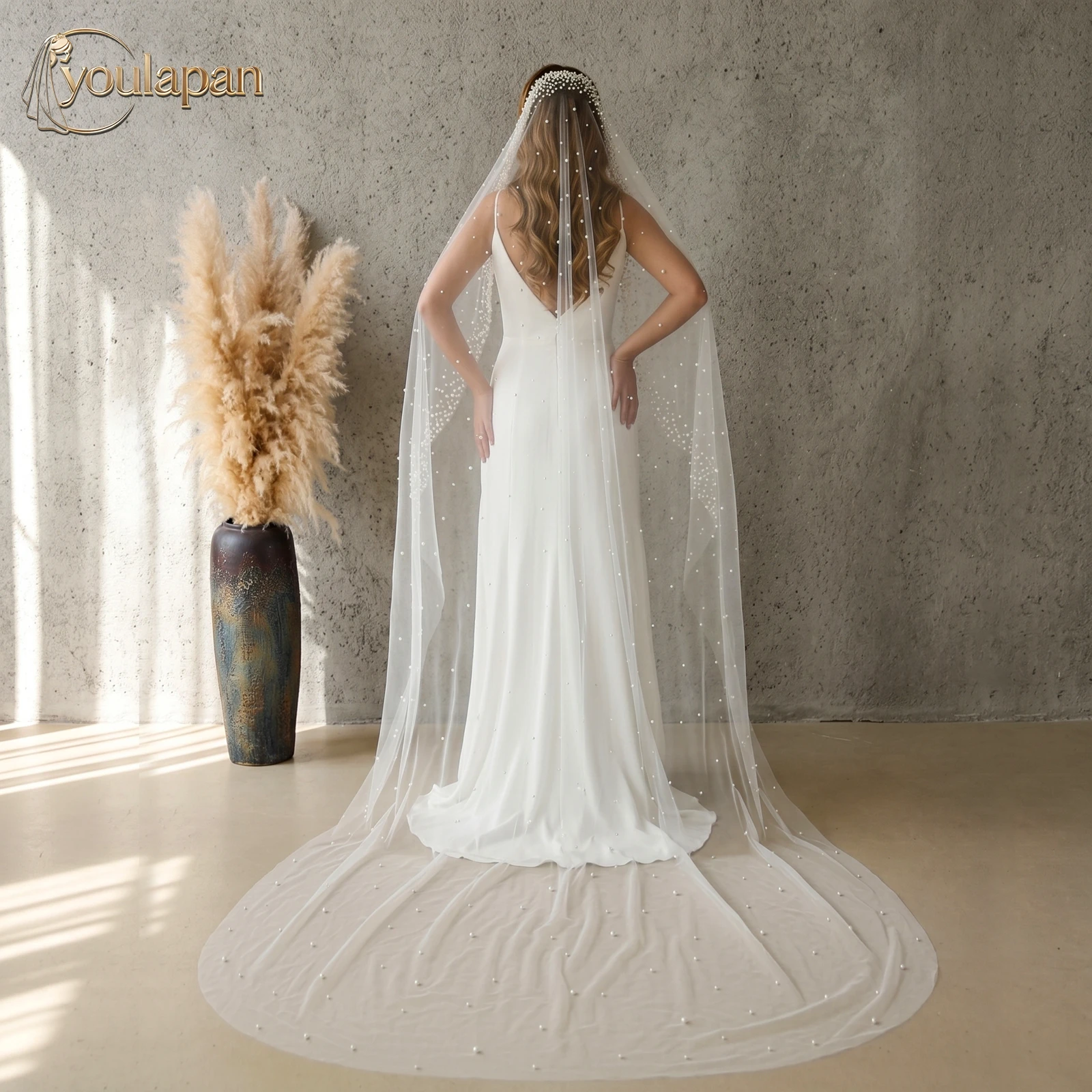 TOPQUEEN Bridal Veil Pearl Beaded Wedding Veil 1 Layer Velo De Novia Lujosa  White Ivory With Comb Bridal Accessories V263 - AliExpress 320