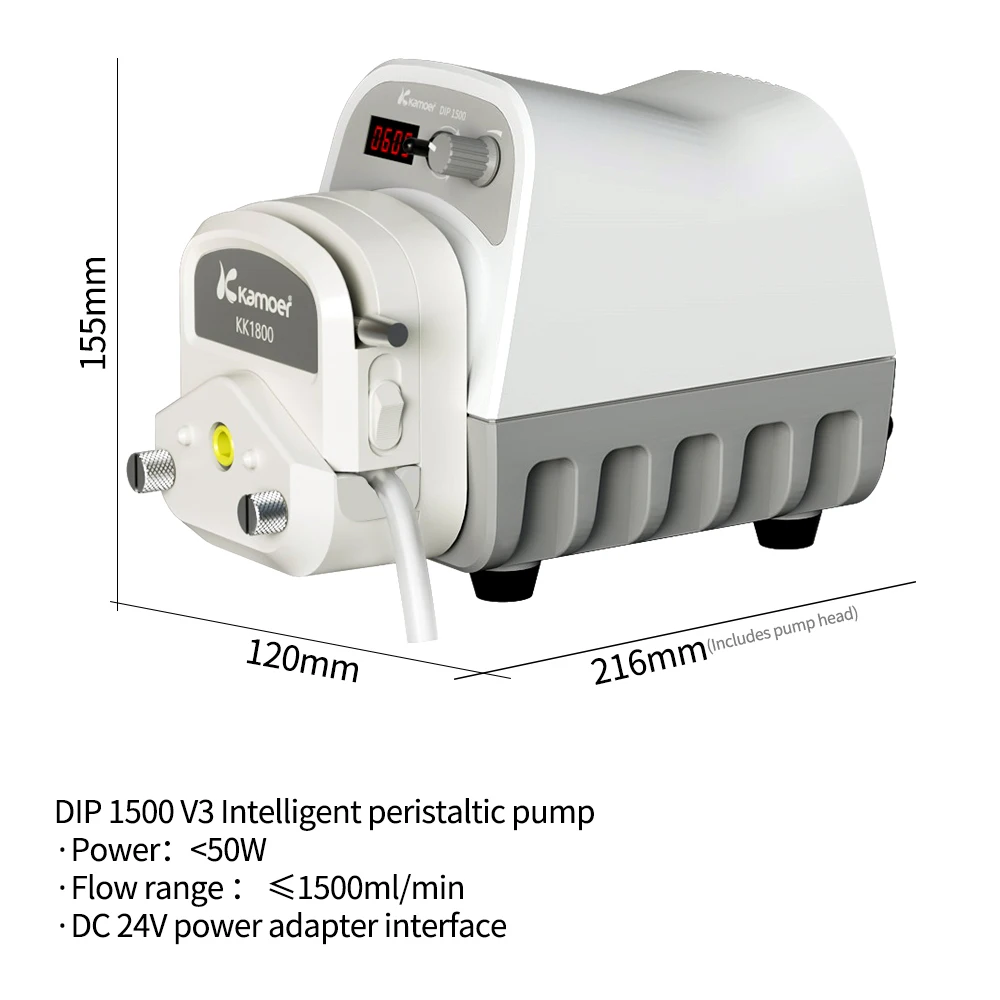 Kamoer DIP1500 Intelligent High Flow Peristaltic Pump 24V Stepper Motor Dosing Pump Support CW/CCW RS485,0-5/10V for Laboratory