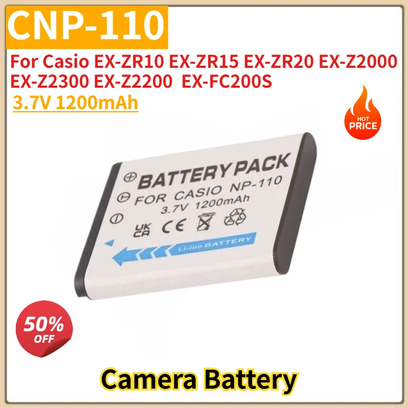 CNP110 CNP-110 High Quality Camera Battery 3.7V 1200mAh for Casio EX-ZR10 EX-ZR15 EX-ZR20 EX-Z2000 EX-Z2300 EX-Z2200 EX-FC200S