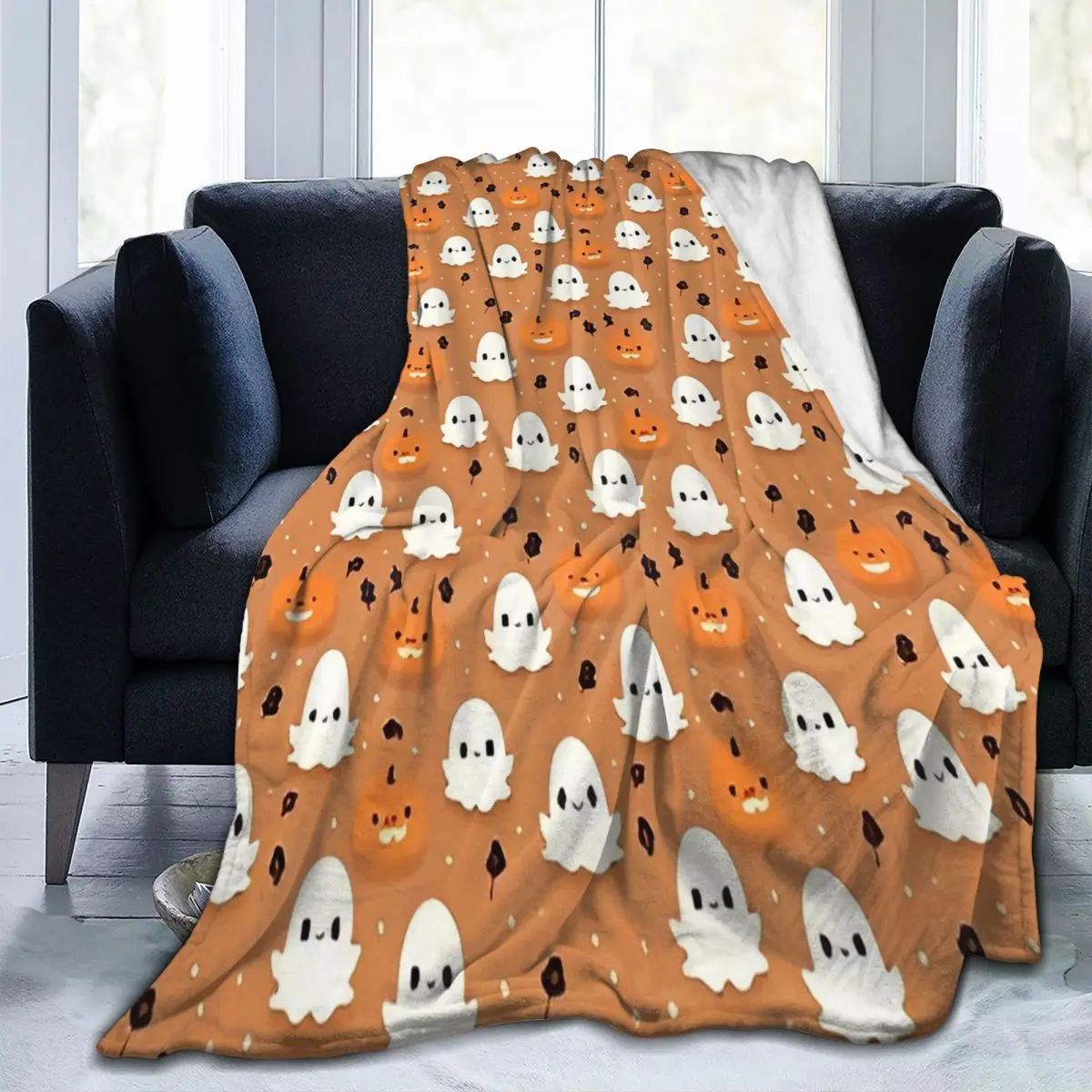 Halloween Pumpkin Ghost cobertor bonito, flanela, truque ou deleite, leve, roupa de cama, escritório, roupa de cama, lança, primavera