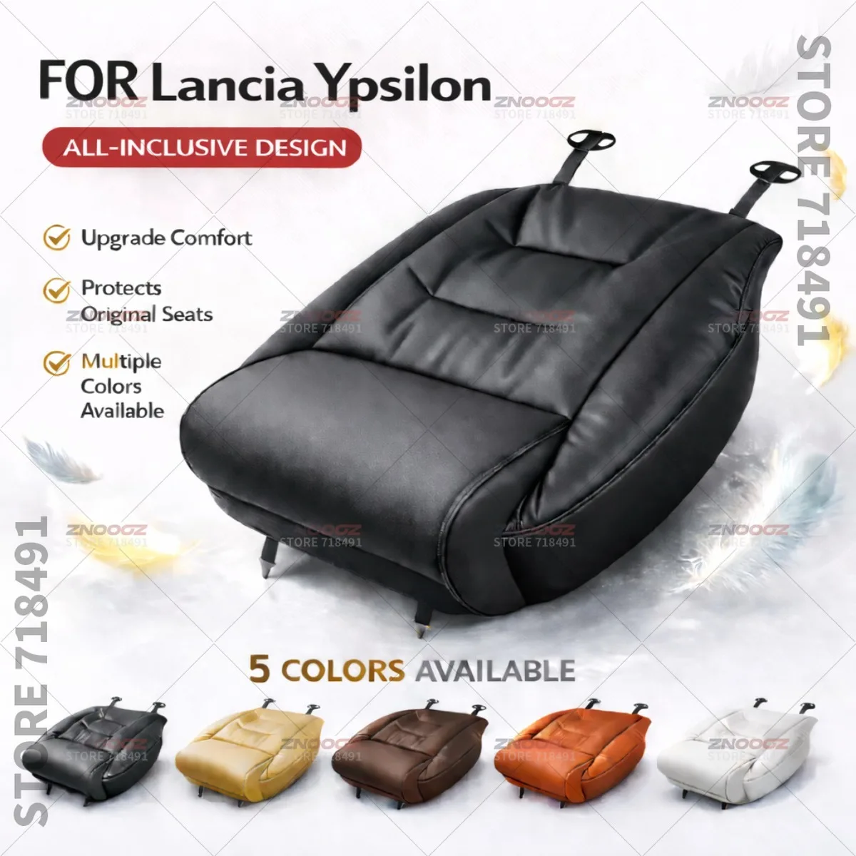 For Lancia Ypsilon Seat Leg Support Extension Cushion Thigh Support Pillow Memory Foam Leather Leg Extender Interior Accessories