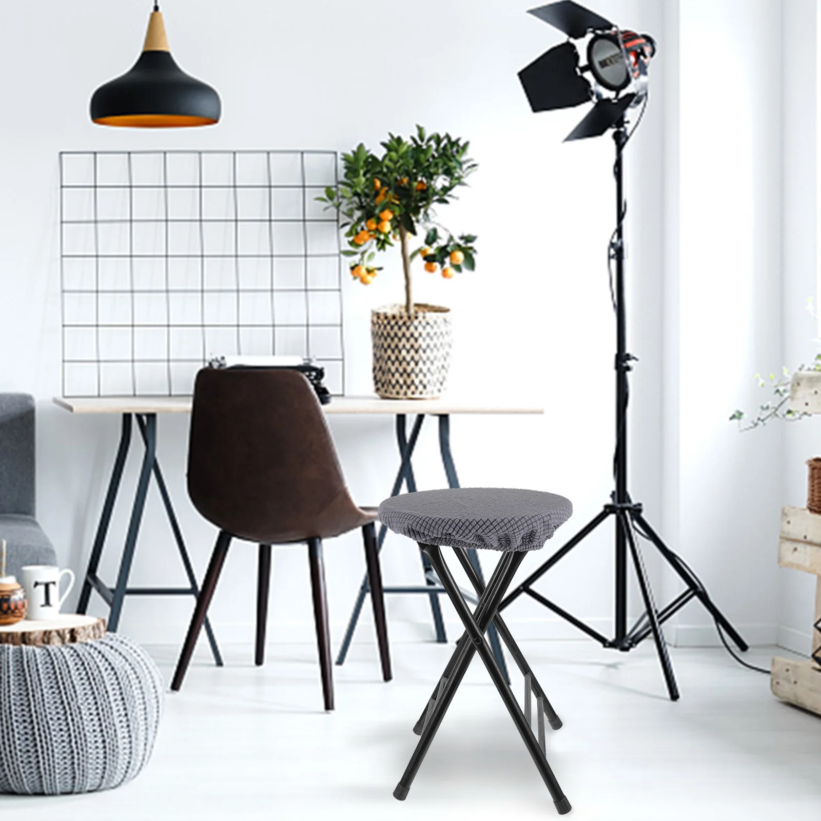 

Round Stool Protector Anti dust Home Round Chair Cover Use Chair Protector Polyester Material Dining Chairs Covers