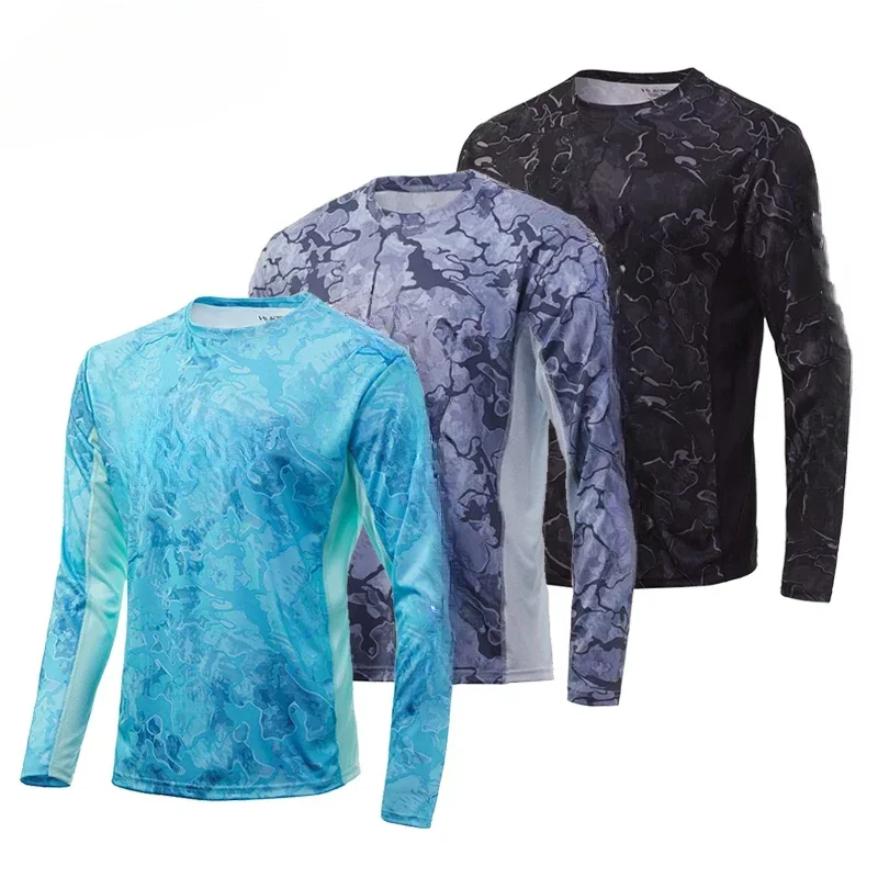 Fishing Shirts Spf 50+ Moisture Wicking Polyester Performance Fishing Wear Men Long Sleeve Vented Sublimated Fishing Shirts