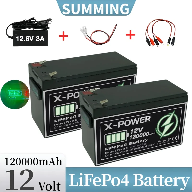 

12V 120Ah Lithium LiFePO4 Deep Cycle Battery4000+ Cycles Rechargeable Battery⚡Lithium Iron Phosphate for Solar/Wind Power✅