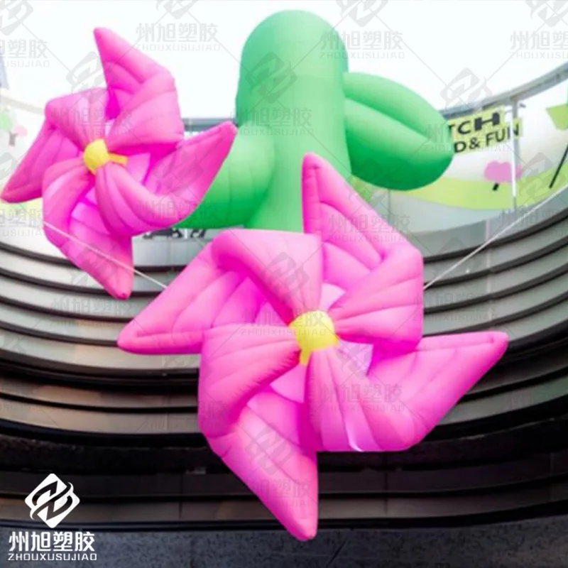 Giant inflatable windmill flowers, roof building decoration shop air model plants advertising props