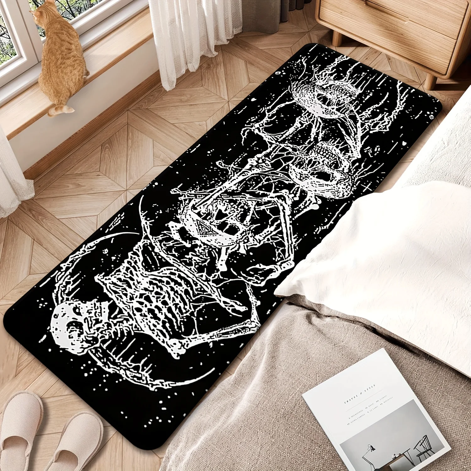 Pumpkin Skeleton Halloween Runner Rug Corridor Entryway Hallway Doormat Kitchen Front Door Back Door Floor Mat Home Decor