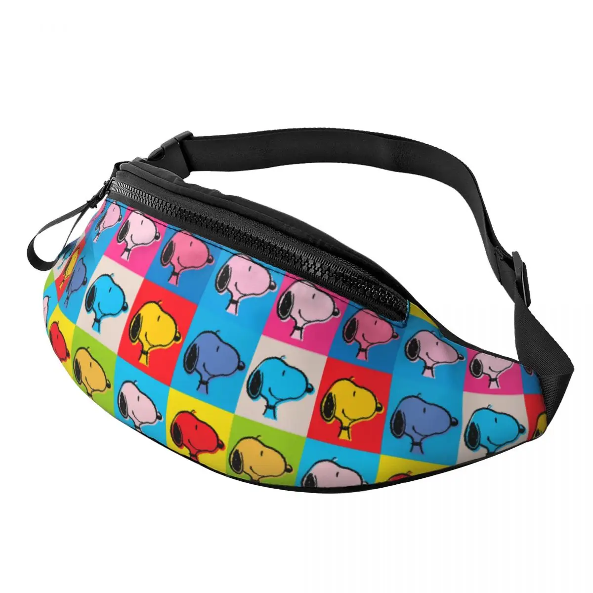 Custom S-Snoopys Collage Fanny Pack for Women Men Cool Crossbody Waist Bag Travel Hiking Phone Money Pouch