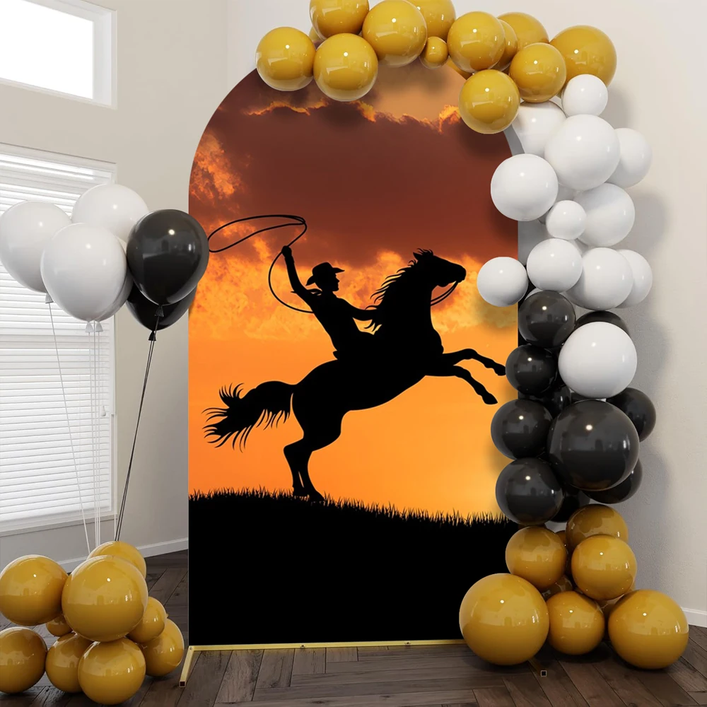 Yeele Western Cowboy Arch Cover Background for Boy First Rodeo Cow Birthday Party Baby Shower Cactus Rustic Farm Arched Backdrop