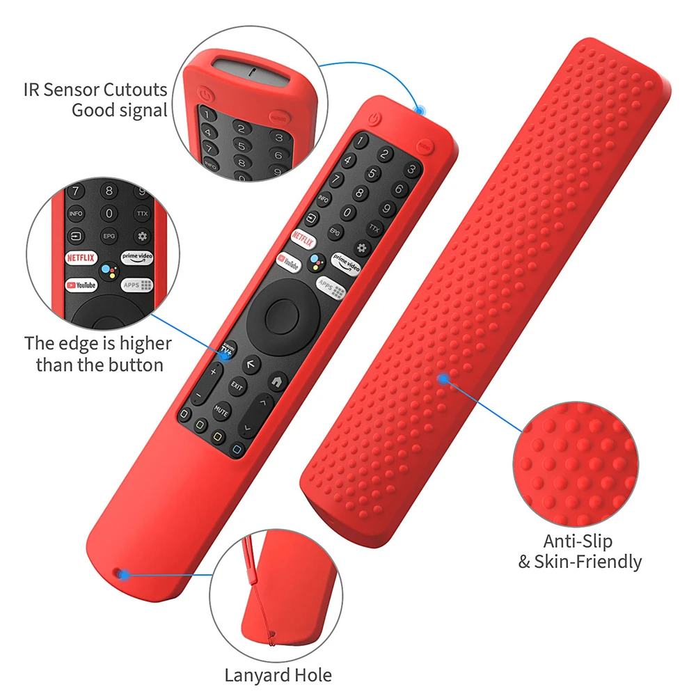 Silicone Case Remote Case Anti-Slip Protective Cover Anti-Drop Protective Skin Sleeve with Anti-Lost Lanyard for Xiaomi XMRM-ML