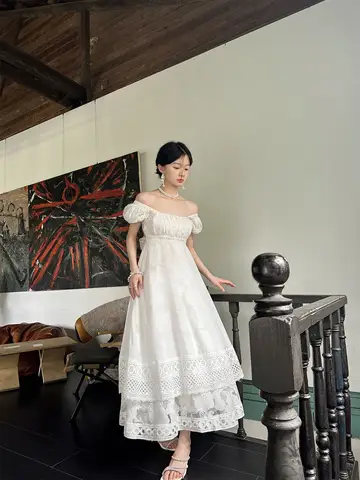 8 best sales vit viktoriansk klänning - №6