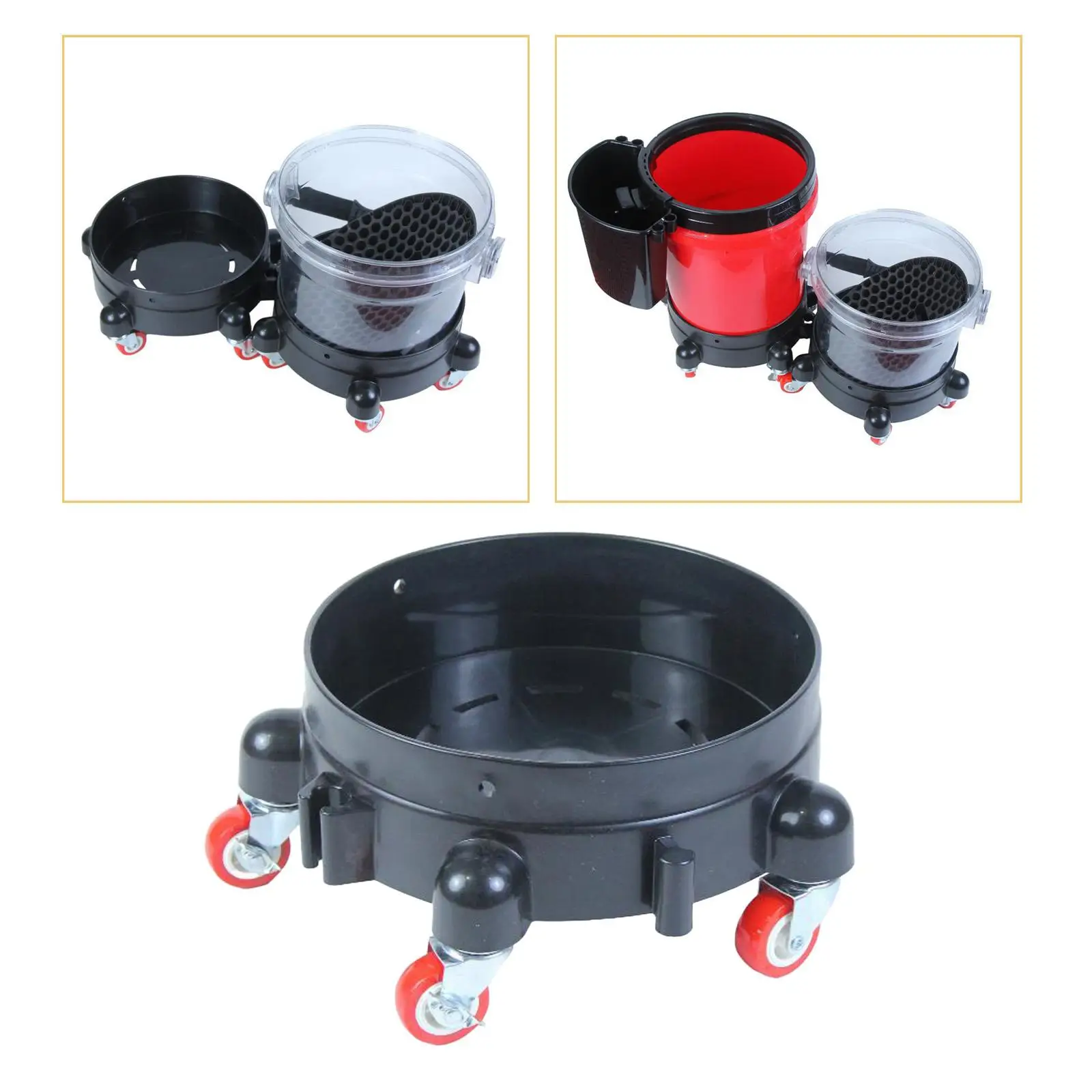 Heavy Duty Bucket Trolley with 5 Casters Bucket Dolly Car Wash Bucket 5 Rolling Swivel Casters Car cleaning bucket Moving Base
