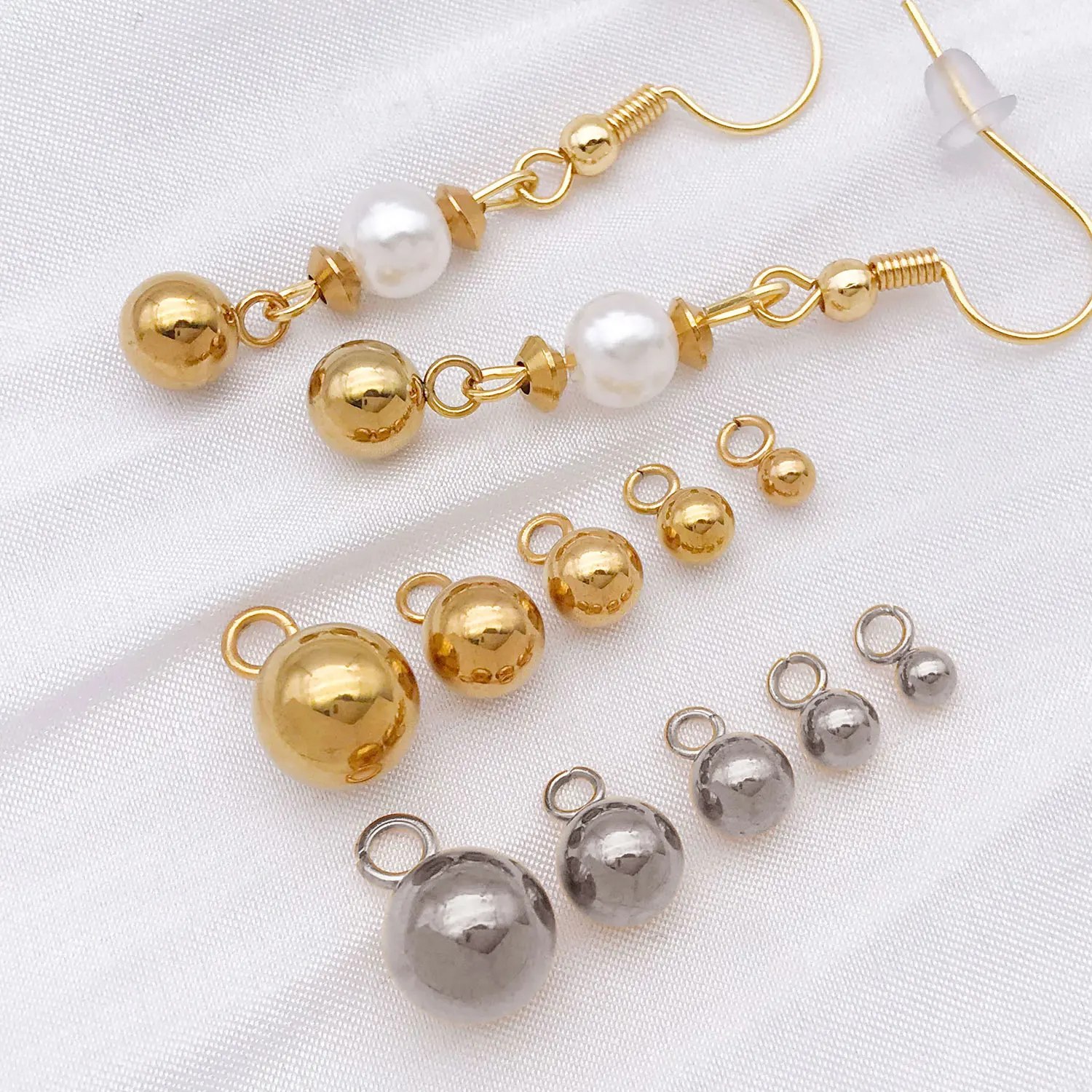 20pcs Stainless Steel Round Solid Ball Bead Charms for DIY Bracelet Necklace Earrings Jewelry Making Accessories