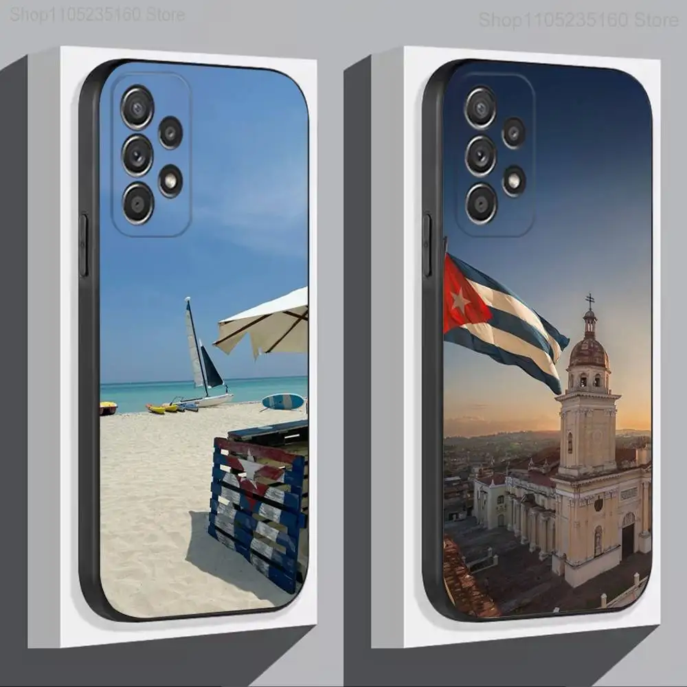 

C-Cuba National Flag Phone Case For Samsung S 25,24,23,22,30,21,10,9,Ultra,Plus,Lite,FE,4,5G Black Soft Case