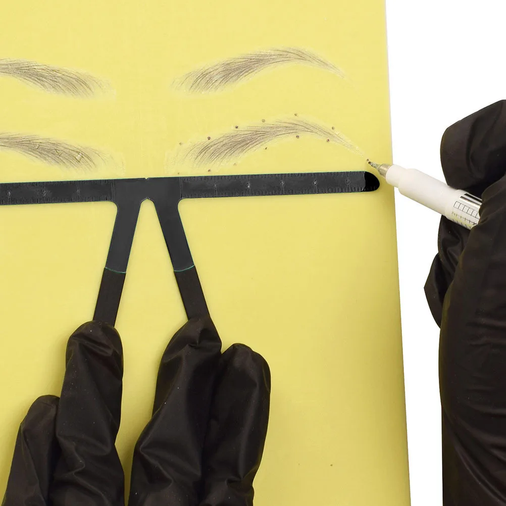 Régua de posicionamento de sobrancelha em aço inoxidável, ferramenta de medição de escala transparente para tatuagem, modelagem de sobrancelha, acessório de maquiagem, 1 peça