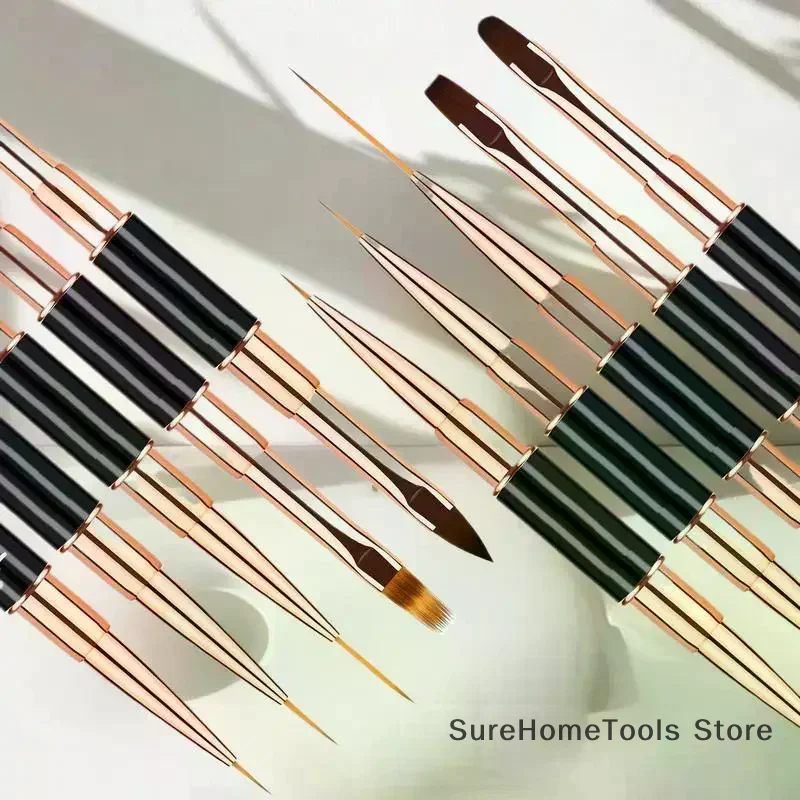 5 قطع من فرش تزيين الأظافر ذات نهاية مزدوجة - قلم رسم بتفاصيل بطانة رفيعة ثلاثية الأبعاد لتزيين الأظافر أدوات مانيكير ذاتية الصنع للاستخدام المنزلي #2