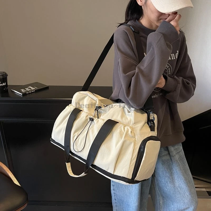 2025 new thickened fabric fitness bag outdoor single-shoulder storage bag waterproof large-capacity multiple pockets travel bag