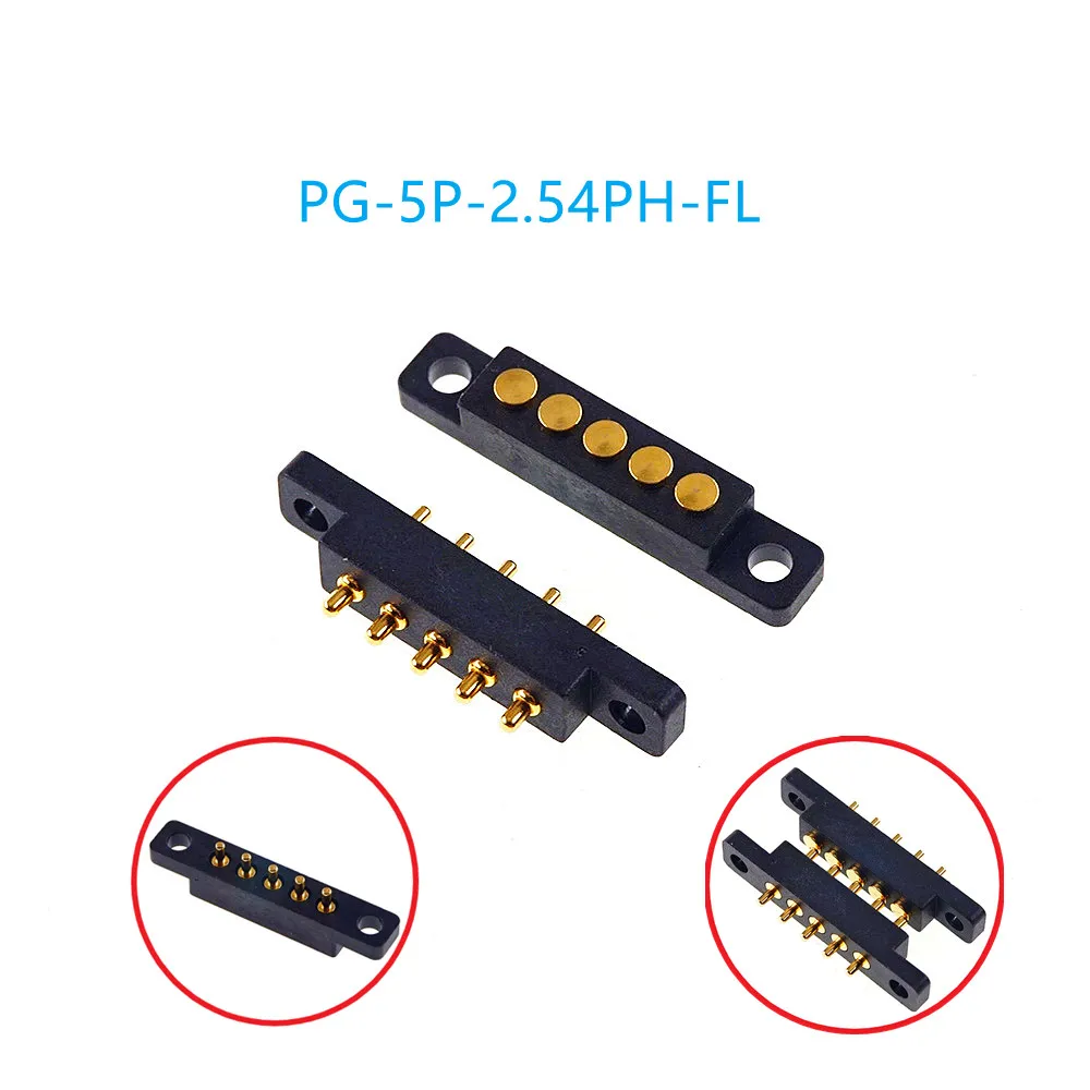 1 3 5 20 Pairs Female Male Spring Loaded Connector Pogo Pin 4 5 6 7 10 19 Pin 2.54 3.0 4.5 6.0 MM Pitch Flange Panel Mount 2A