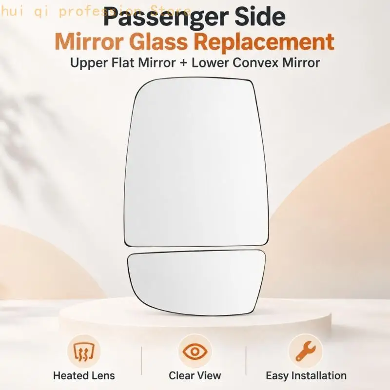 Driver Side Mirror Glass, BK31-17K741-BA Exterior Side Mirror Replacement Glass with Clip-On Attachment for Transit Replacing