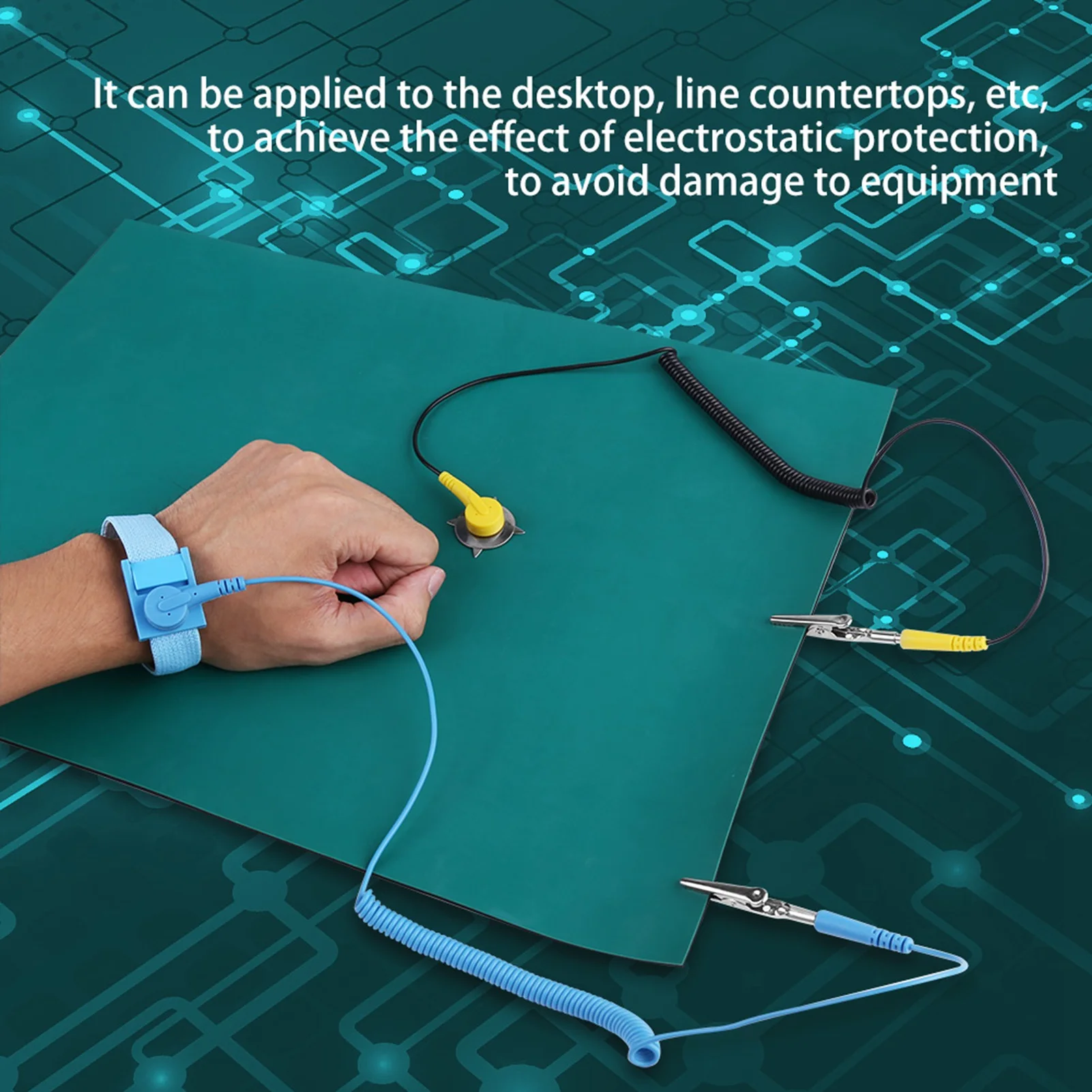 Electrostatic Discharge Anti Static Wrist Strap Ground Wire Mat Set for Phone Repair