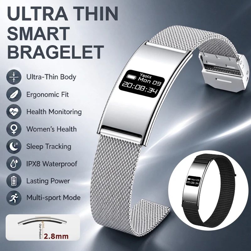 New Smart Bracelet Ergonomic Fit Health Monitoring Women's Health Sleep Tracking IPX8 Waterproof Multi-Sport Mode Smart Bracelet