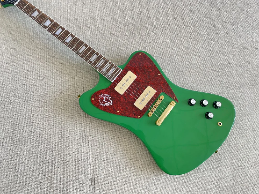 Electric Guitar Fire bird, 6 strings, GREEN color, Well crafted，Rosewood Fingerboard，High Quality, In Stock, Fast Shipping