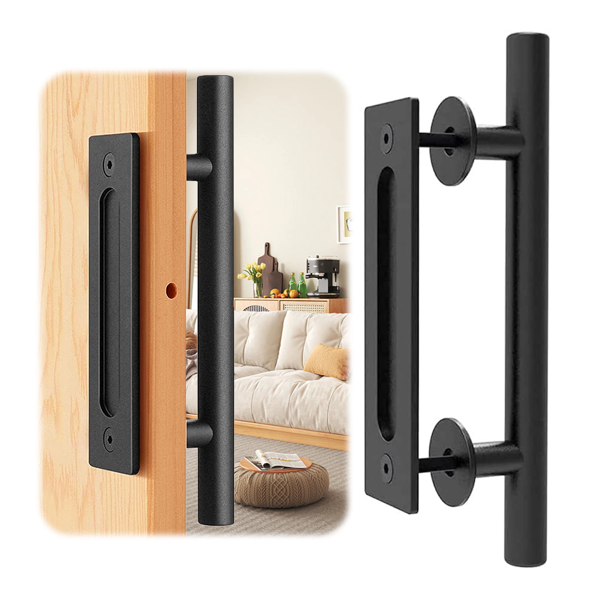 

Invest In Durable And Long-lasting Sliding Door Handle For Home Black Barn Door Handle With Screws