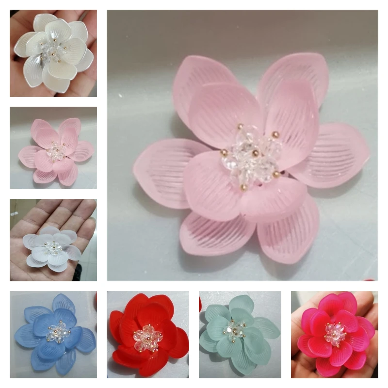 

Оптовая продажа, 30 шт., 45 мм, цветные пластиковые лепестки, бусины для цветов, ювелирные изделия своими руками, аксессуары для волос