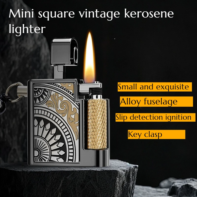 

NEW Fashionable and High-quality Small Square Retro Lighters Grinding Wheels and Open Flame Cigarette Accessories As Gifts
