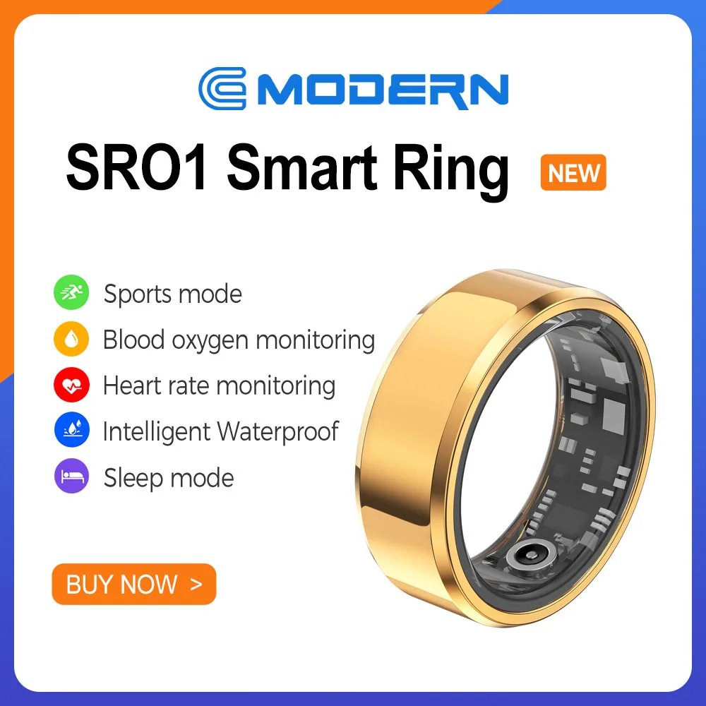 2024 NIEUWE SR01 Smart Ring, Bluetooth 5.1, Fitness Tracker, Gezondheids- en Slaapmonitor, 5ATM Waterdicht, Multisportmodus