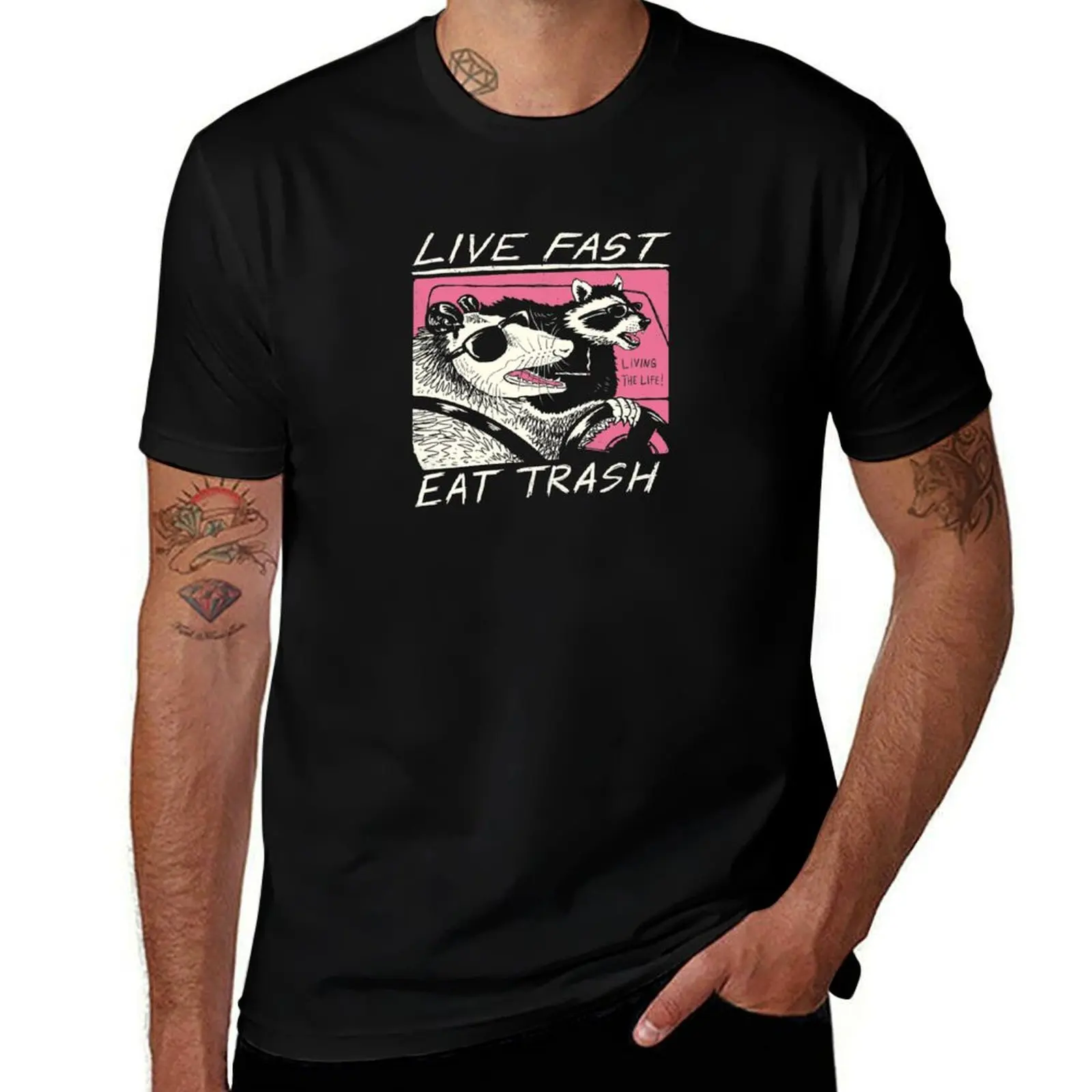 

Live Fast! Eat Trash! T-Shirt plus sizes boys whites funny t shirts men