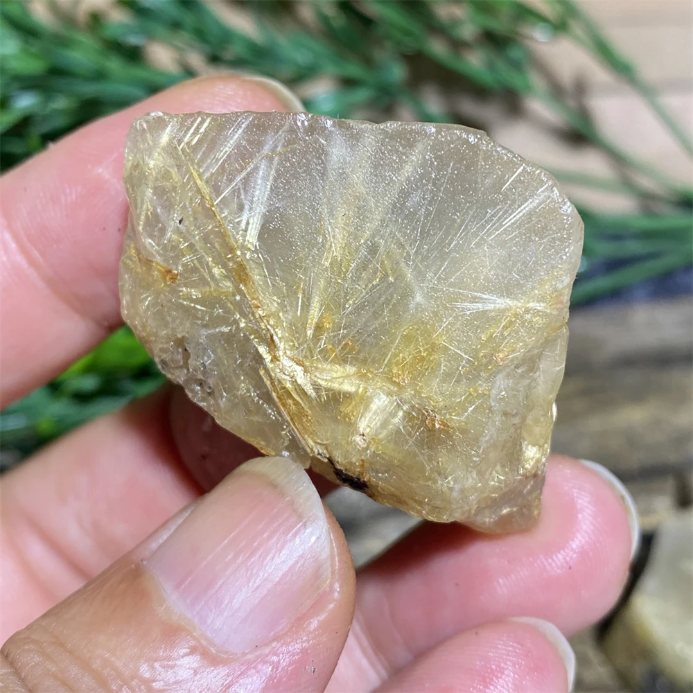 Rough Raw Stone Natural Gold Rutilated Gemstone Quartz Hair Crystal Feng Shui Mineral Energy Healing  Home Decor Palm  Gift