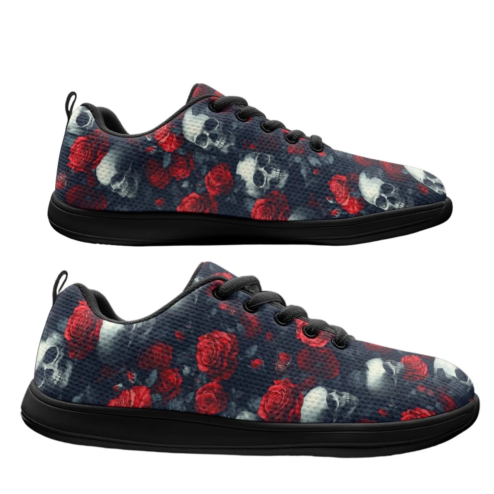 PENSTROLL Skull Red Rose Lightweight Running Climbing Shoes for Travel Mesh & EVA Walking Shoes Wide Toe Box Shoes