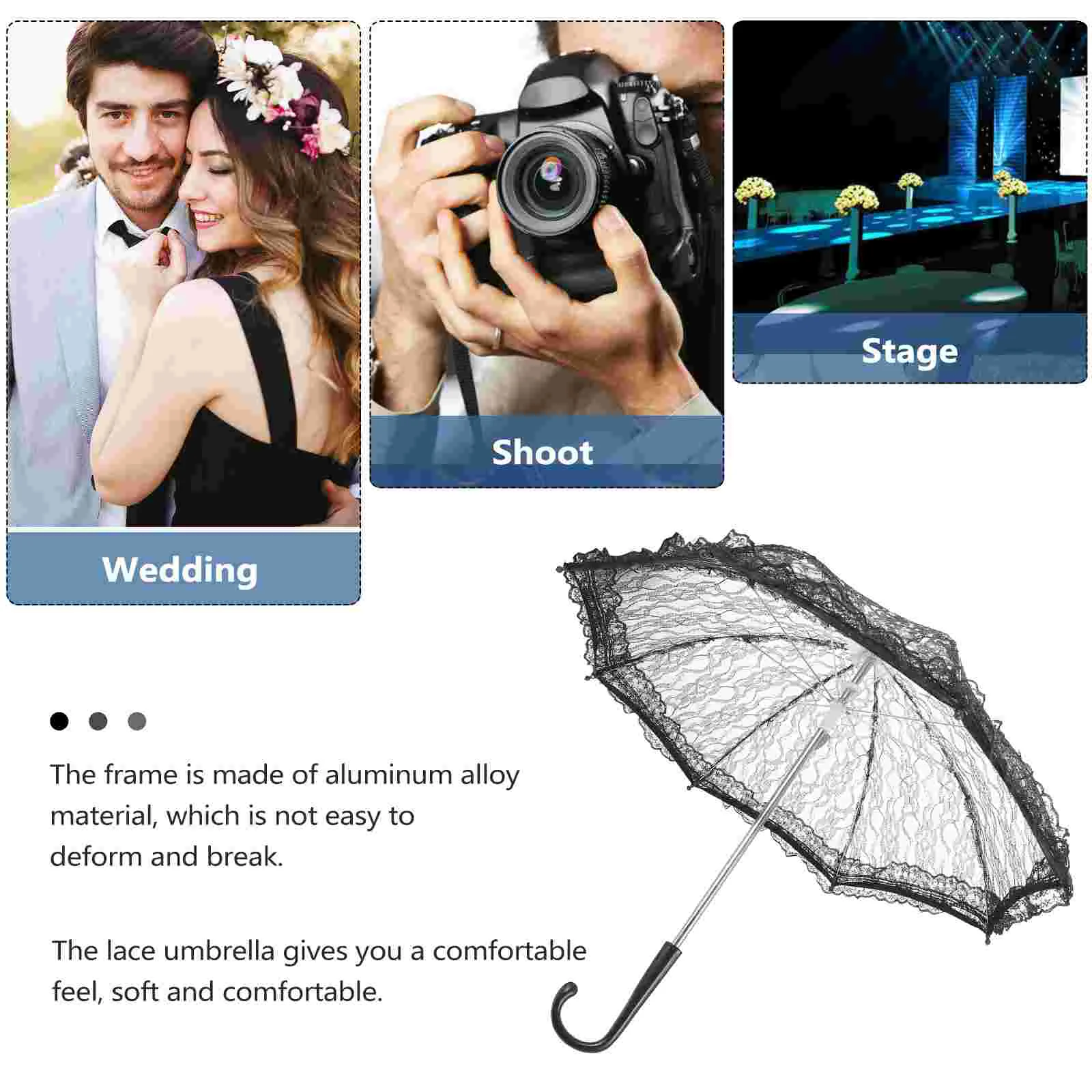 Vintage Black Color Lace Umbrella Parasol for Lady Women Wedding Party Photography Decor Prop Lace Umbrella Decoration