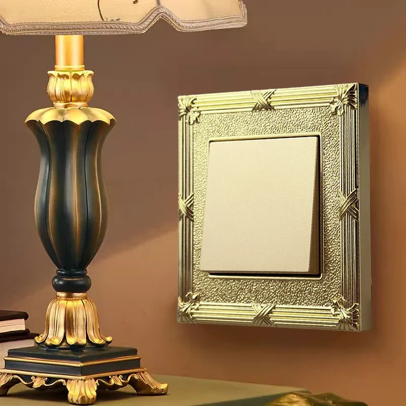 لوحة مفاتيح حائط معدنية مزخرفة للوحة الحائط، غطاء مخرج كهربائي باروكي عتيق مع صندوق تركيب مجاني برونزي عتيق #2