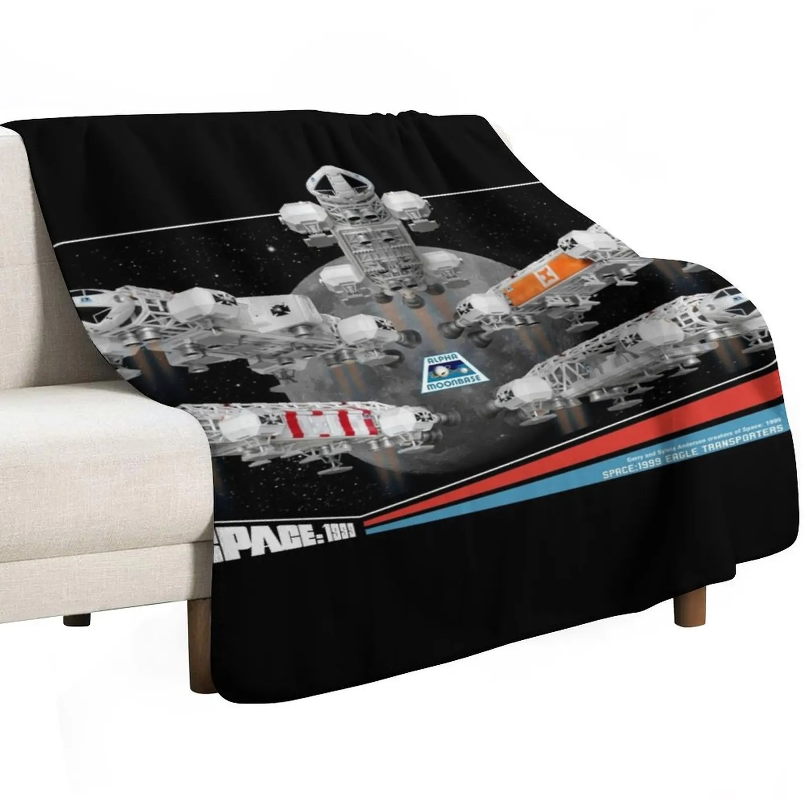 Space 1999 Eagle Transporters - Retro Collector Card Style DARK Throw Blanket Travel Baby halloween Weighted Blankets
